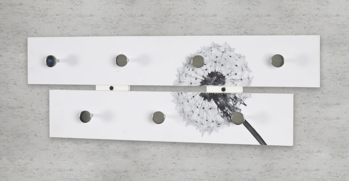 HAKU Möbel Garderobenleiste aus MDF Motiv Pusteblume in Weiss
