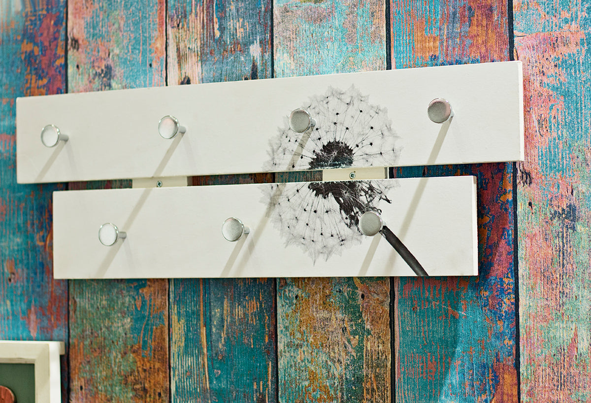 HAKU Möbel Garderobenleiste aus MDF Motiv Pusteblume in Weiss