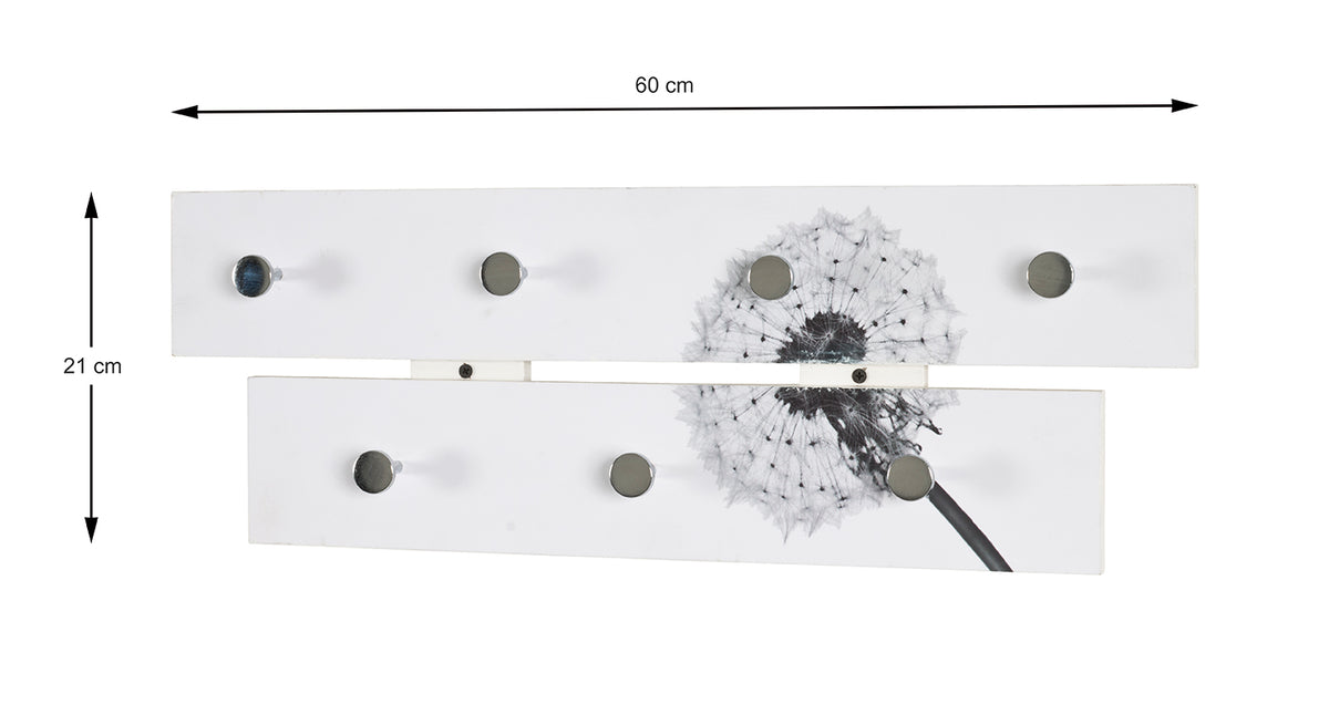 HAKU Möbel Garderobenleiste aus MDF Motiv Pusteblume in Weiss