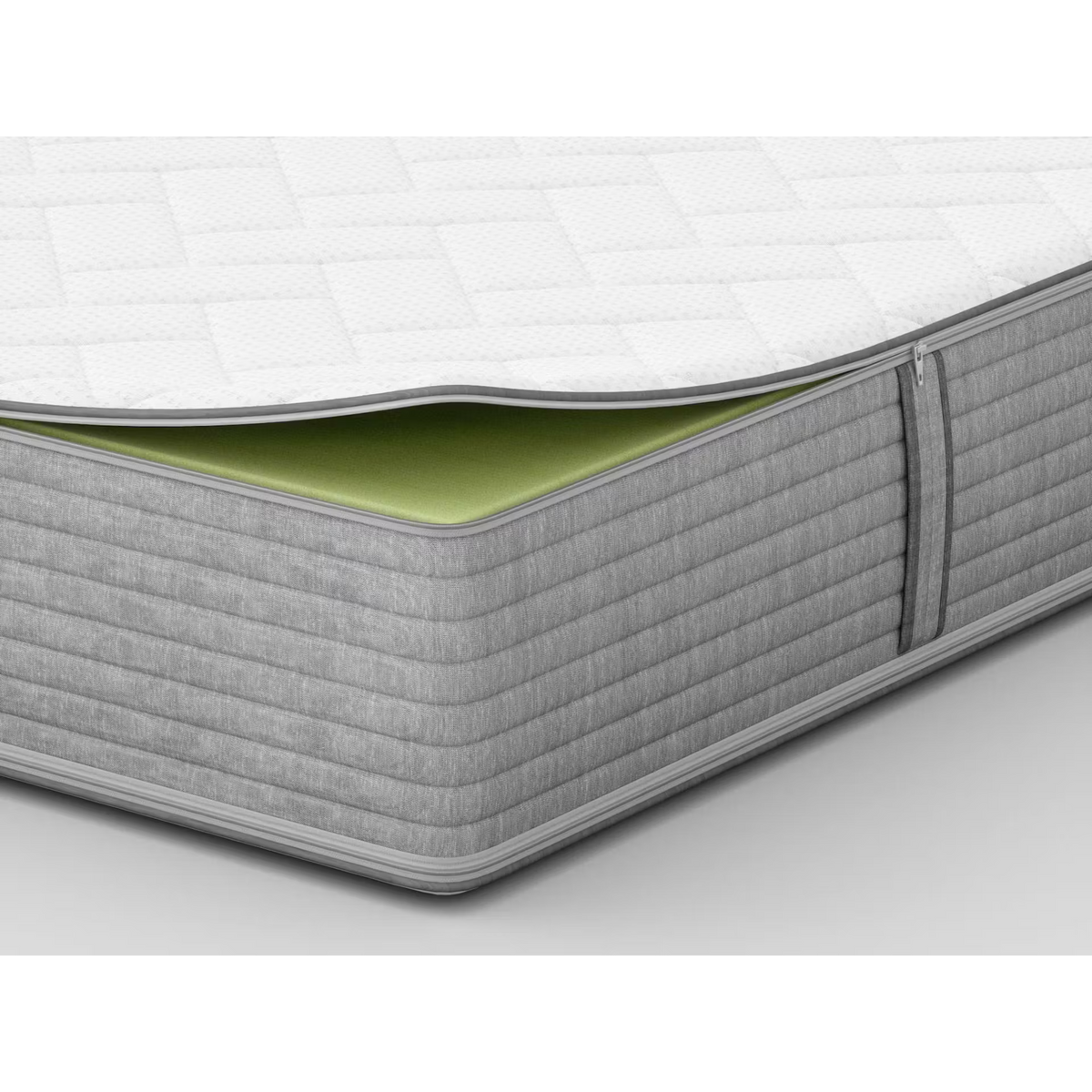 Bico Basics Matratze 90x200 cm mit abnehmbarem Bezug und grüner Komfortschicht, Detailansicht Ecke