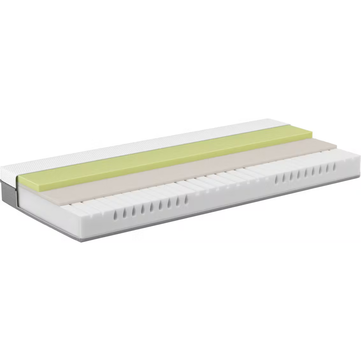 Bico Basic02 Matratze 90x200 cm mit Querschnitt – mehrschichtiger Aufbau mit grüner Komfortschicht