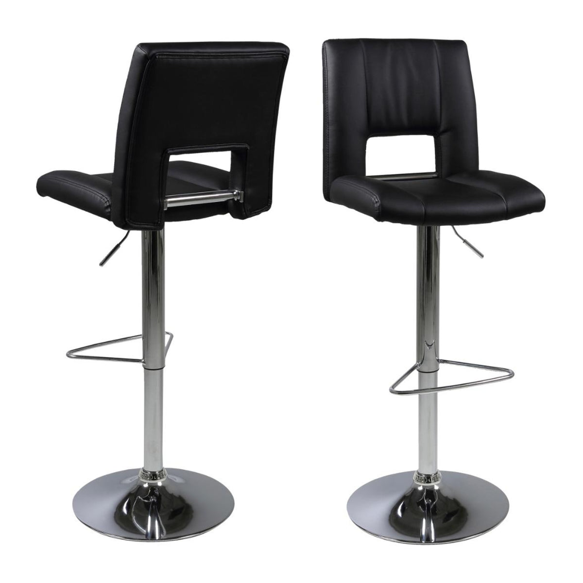 Sylvia Barhocker – PU schwarz BK1, Trompete Gestell Chrom Stahl mit Drehfunktion