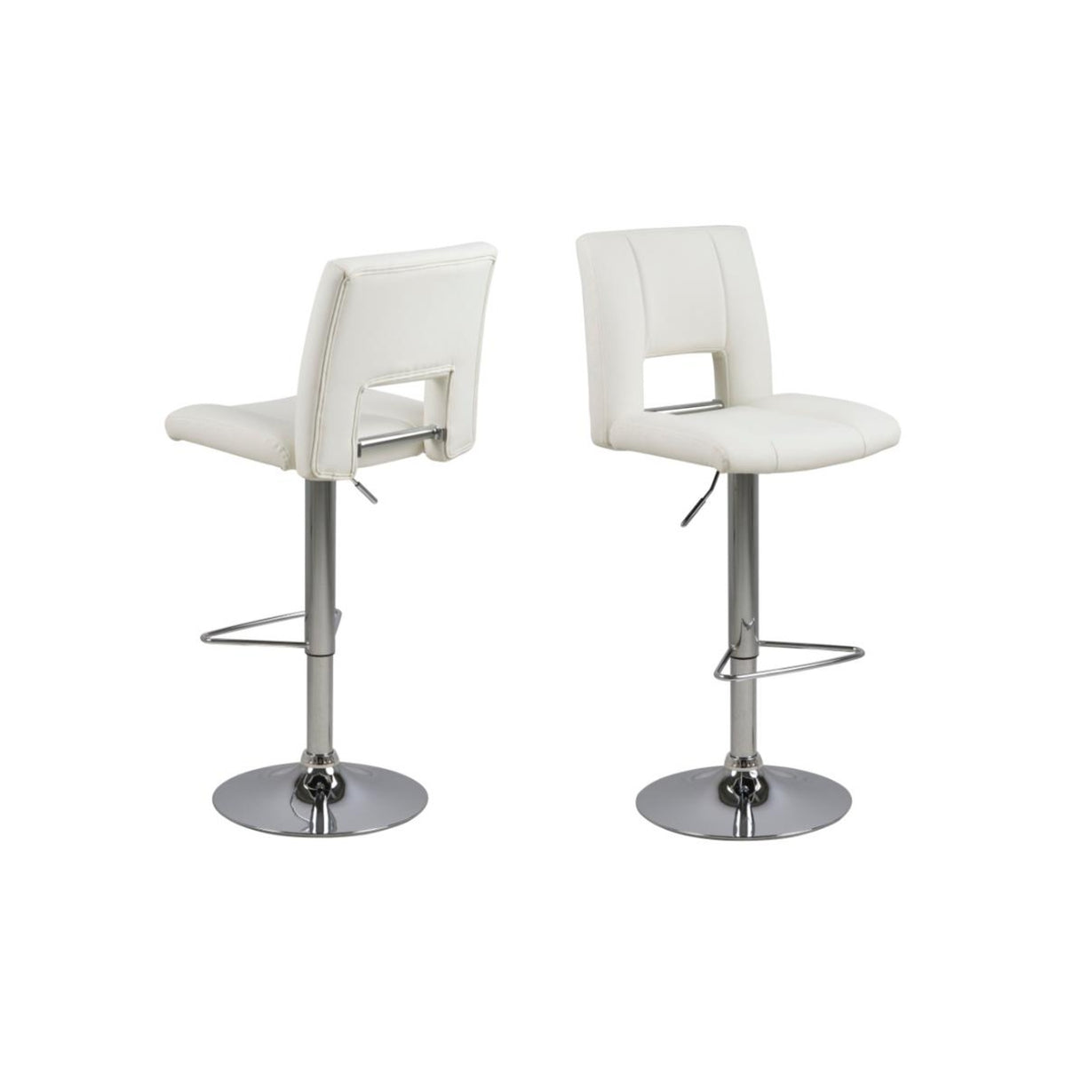 Sylvia Barhocker – PU weiss WT1, Trompete Gestell Chrom Stahl mit Drehfunktion