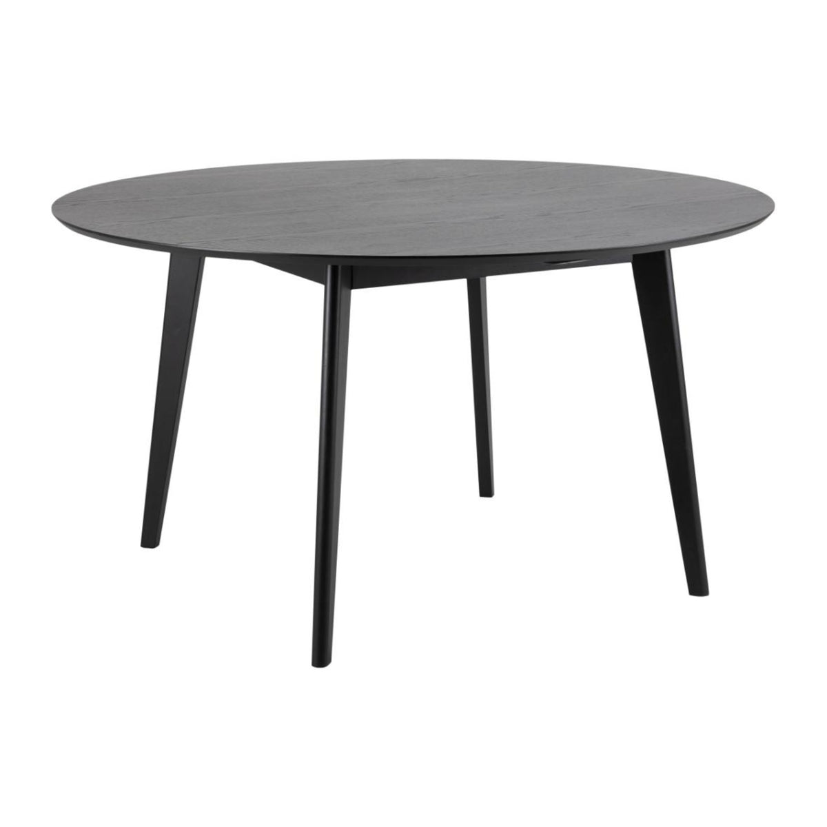 Roxby Esstisch rund – Tischplatte matt schwarz SH Lack Eiche Furnier, Gestell matt schwarz SH Lack Rubberwood