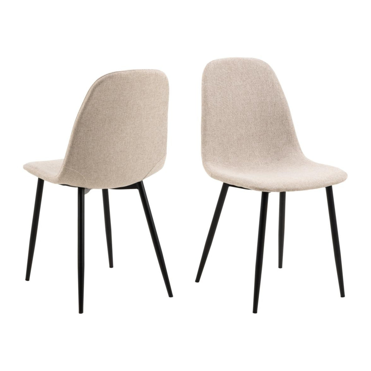 Celia Esszimmerstuhl – Nesia Stoff beige 2, Gestell matt schwarz rau pulverbeschichtet Stahl mit Quersteppung