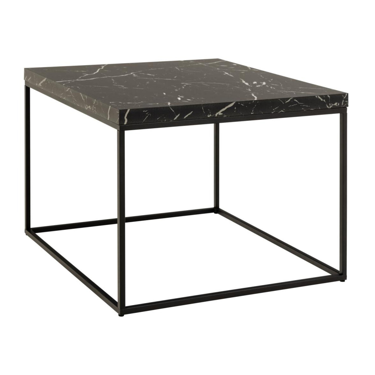 Barossa Couchtisch quadratisch – Tischplatte Marmor schwarz Marquina rau Melamin