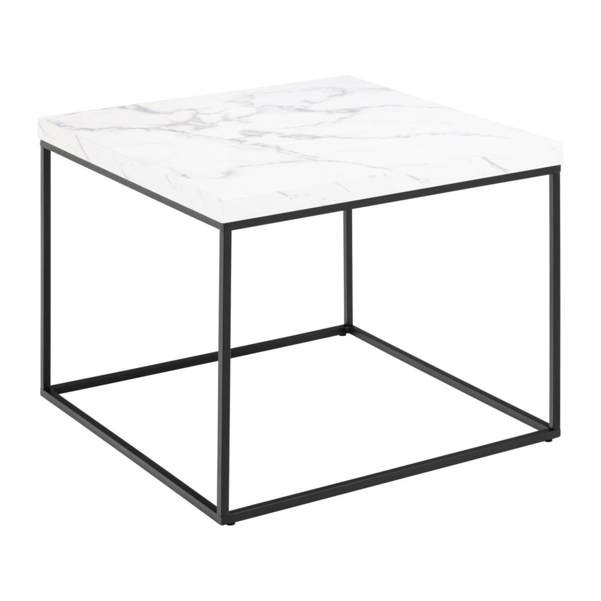 Barossa Couchtisch quadratisch – Tischplatte Marmor weiss Carrara rau Melamin