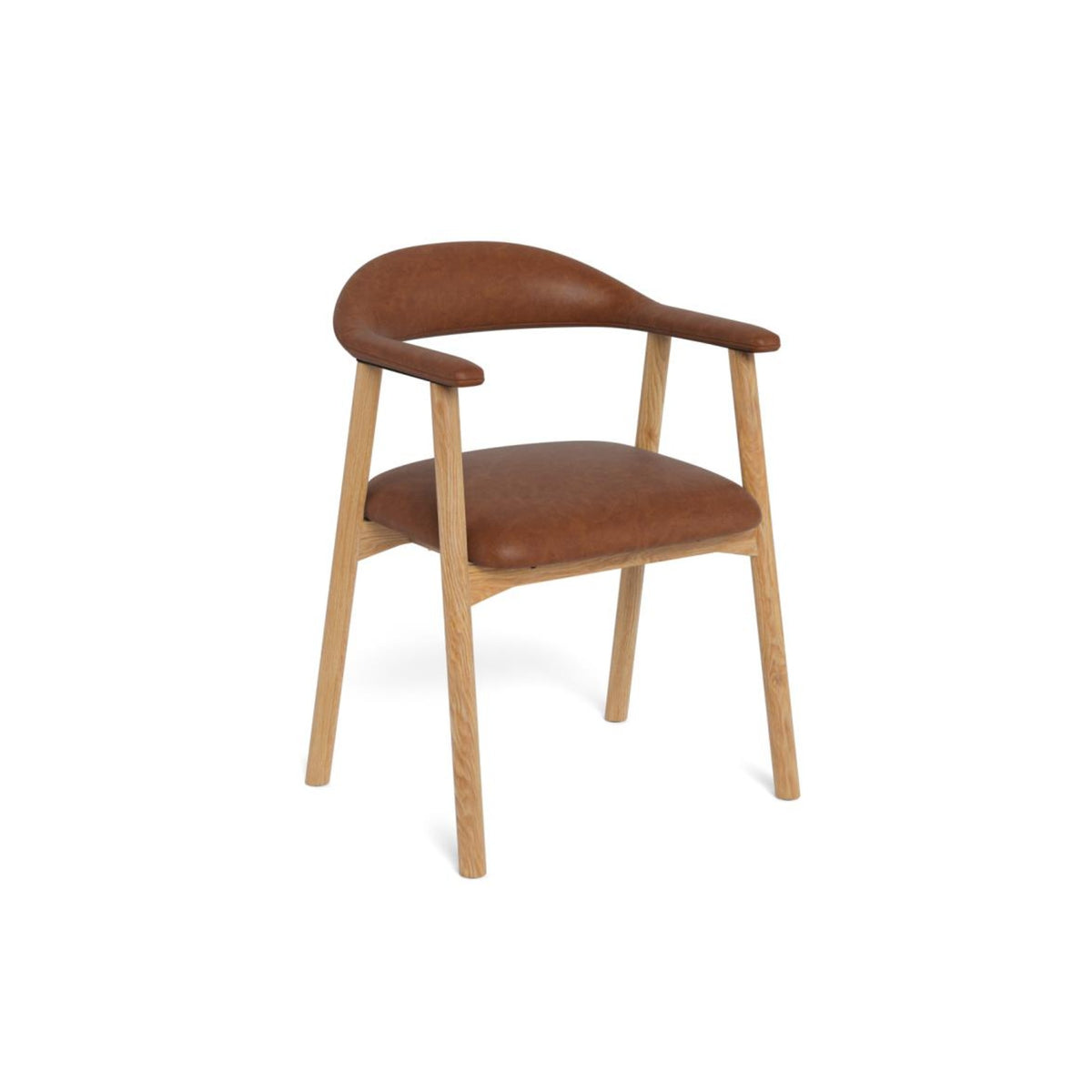 Addi Esszimmerstuhl mit Armlehne – PU retro Cognac 230920-1B FR, Gestell Ölbehandelt Eiche
