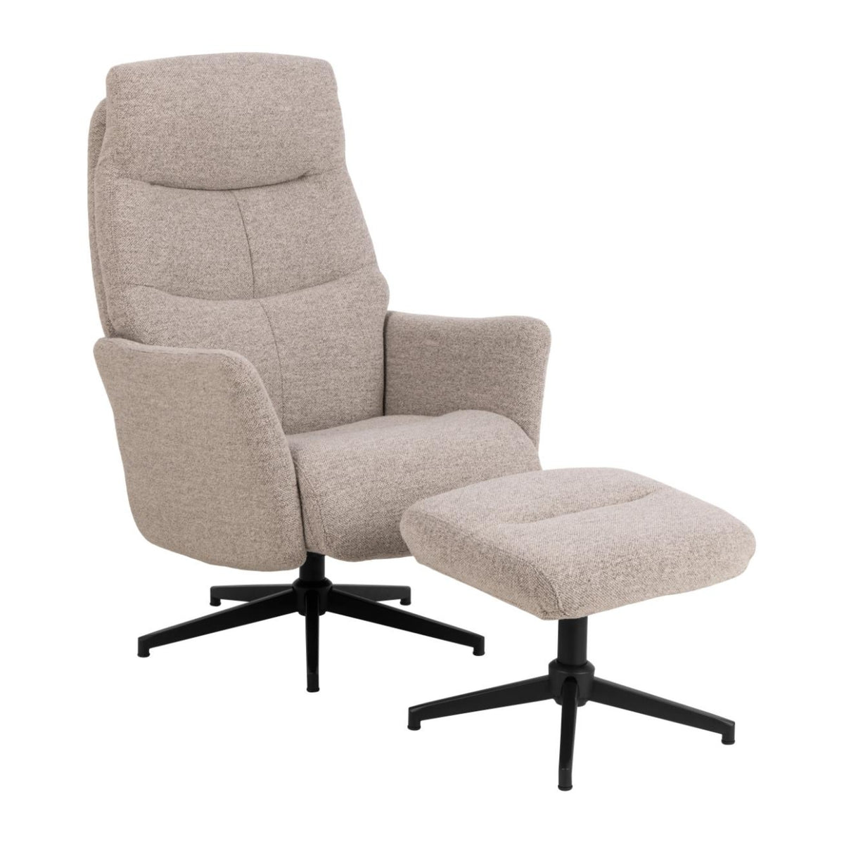 London Recliner mit Hocker – Monza Stoff beige 60