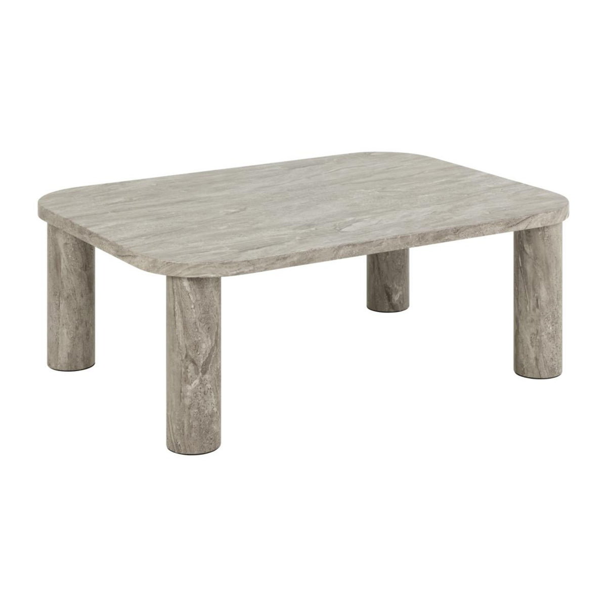 Solano Couchtisch rechteckig – Tischplatte und Gestell grau Mamor River rau Papier