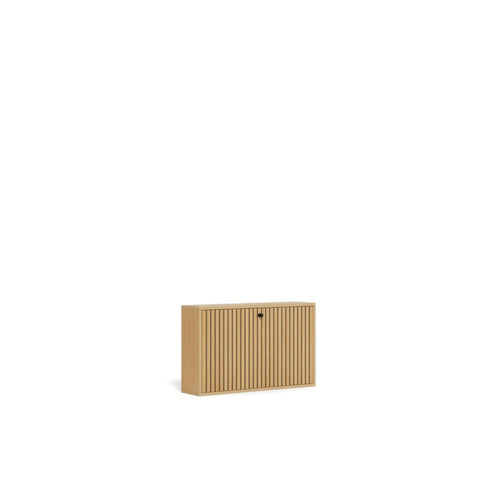 Albany Schuhschrank – Korpus und Schublade Eiche rau Melamin mit Lamellenfront und Wandmontierung