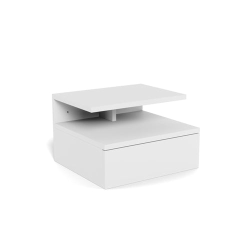 Ashlan Nachttisch rechteckig – Schublade und Boden weiss UV lackiert MDF mit Metallschienen