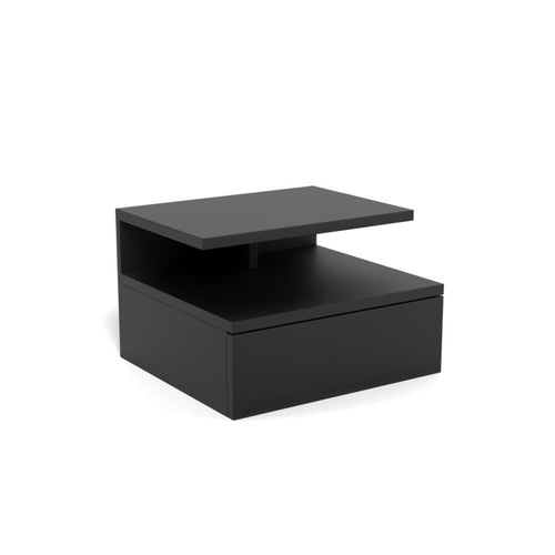 Ashlan Nachttisch rechteckig – Schublade und Boden schwarz UV lackiert MDF mit Metallschienen