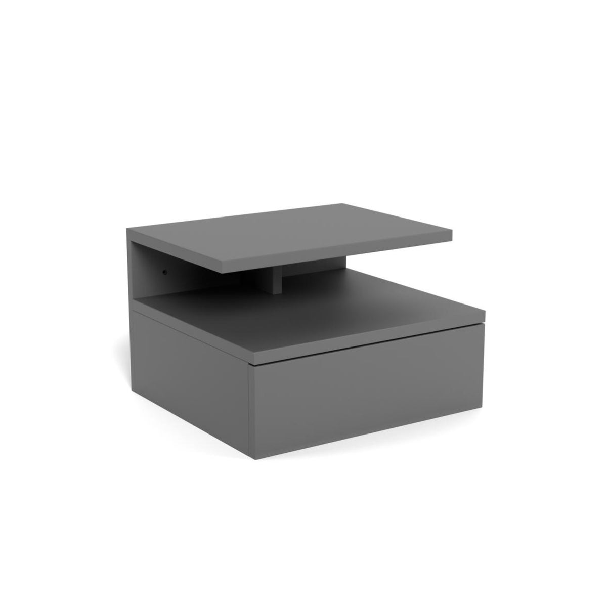 Ashlan Nachttisch rechteckig – Schublade und Boden grau UV lackiert MDF mit Metallschienen