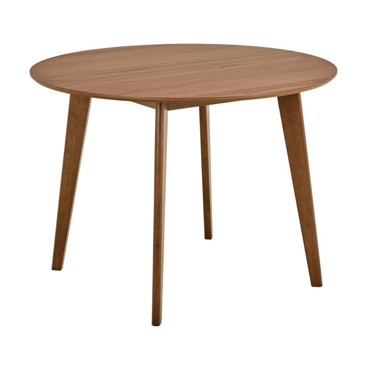 Roxby Esstisch rund – Tischplatte matt Walnuss UV Lackiert Funier, Gestell Walnuss gebeizt SH Lack Rubberwood