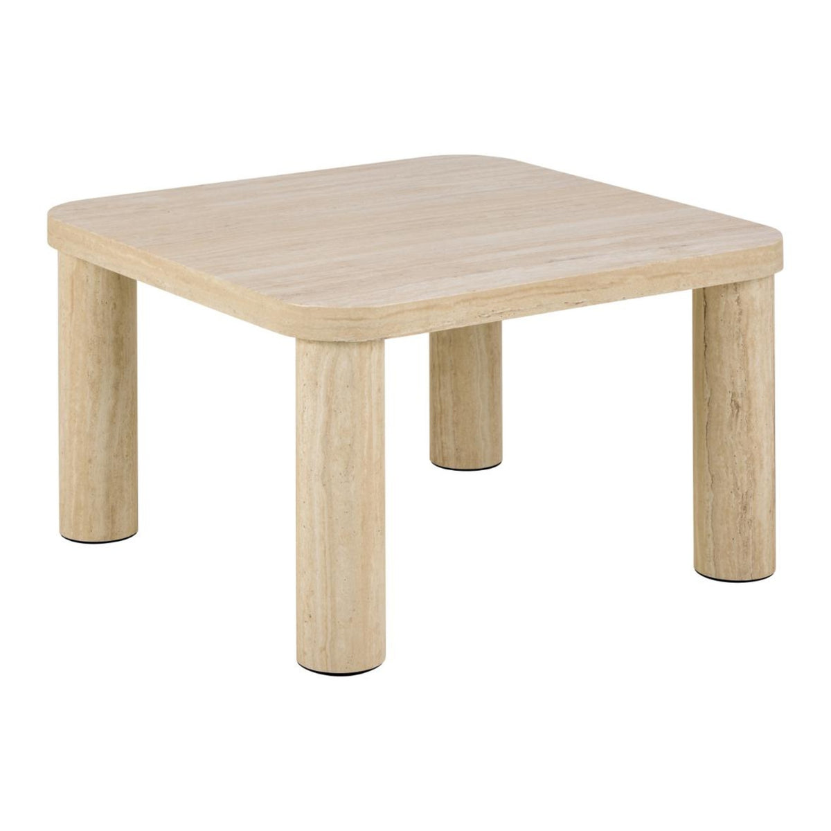 Solano Couchtisch quadratisch – Tischplatte und Gestell travertin rau Papier