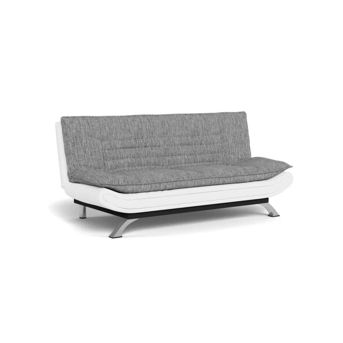 Faith Bettcouch – Porter Stoff hellgrau YL26-16 und PU weiss 199, Gestell Chrom Stahl mit Französischen & Quernähte und click & clack (Art. 111250)