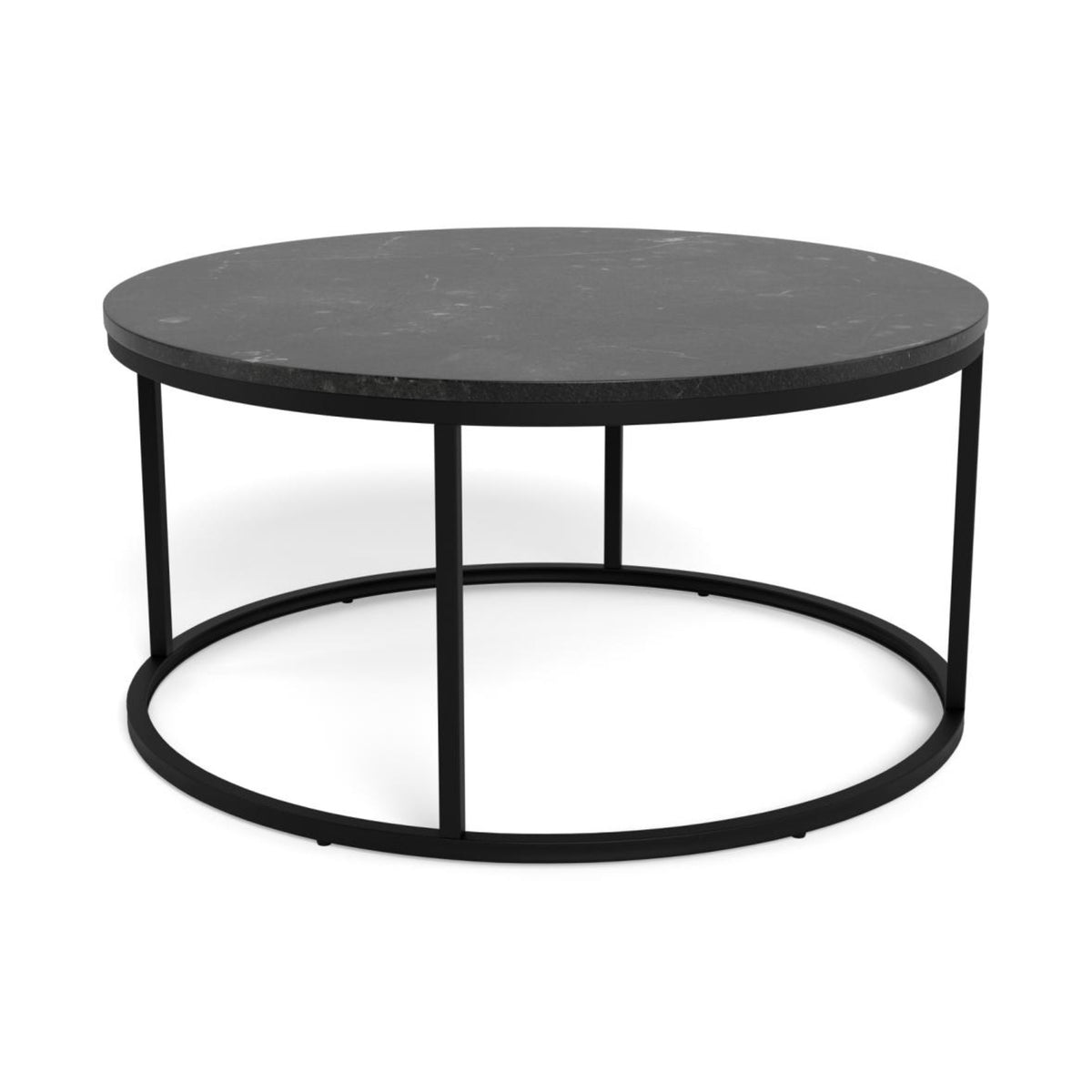 Spiro Couchtisch rund – Tischplatte Marmor schwarz Izmir Melamin