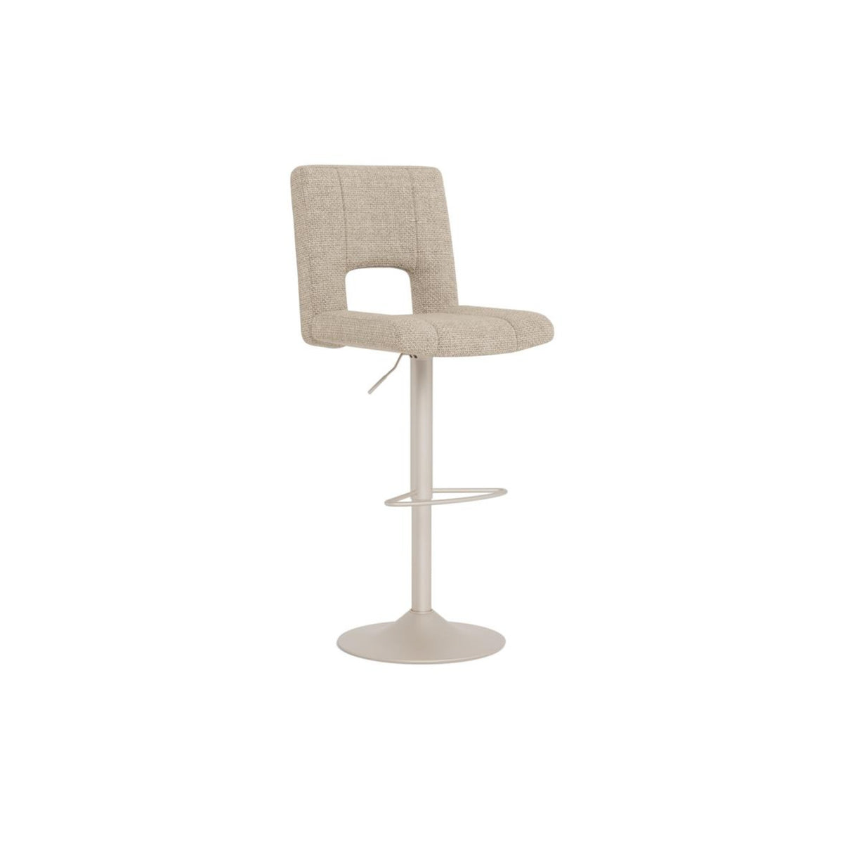 Sylvia Barhocker – Basel Stoff beige 24, Trompete Gestell grau rau pulverbeschichtet Stahl mit Drehfunktion