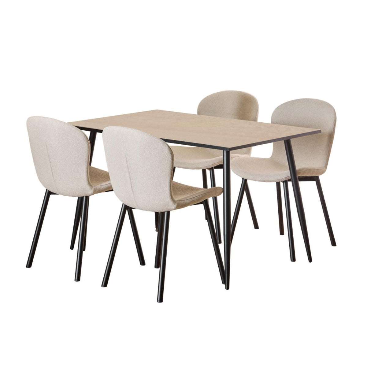 Wilma Esstisch Satz rechteckig – Apia Stoff beige 453