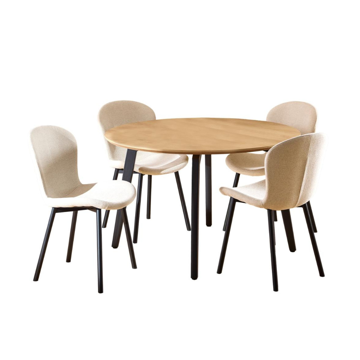 Cadiz Esstisch Satz rund – Apia Stoff beige 453