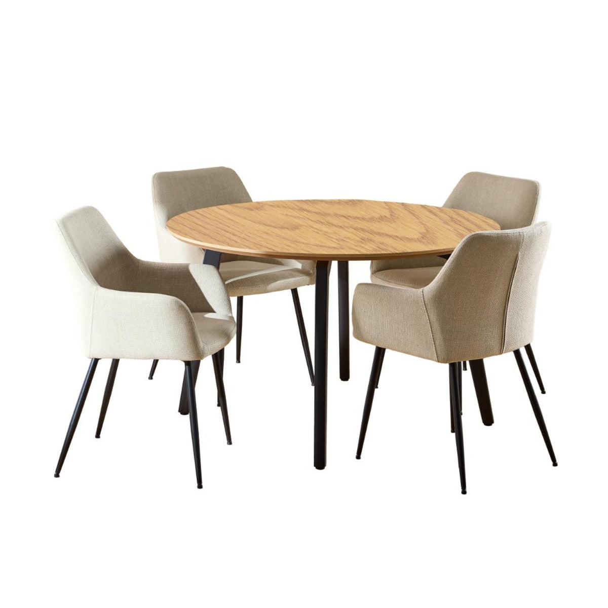 Cadiz Esstisch Satz rund – Basel Stoff beige 24