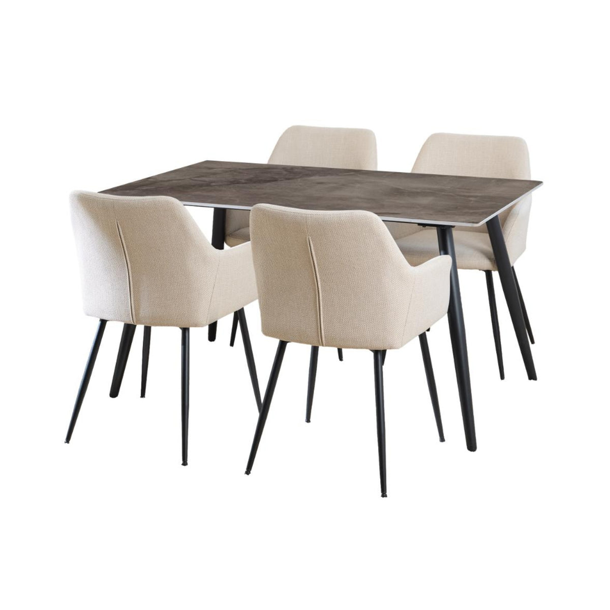 Wicklow Esstisch Satz rechteckig – Basel Stoff beige 24