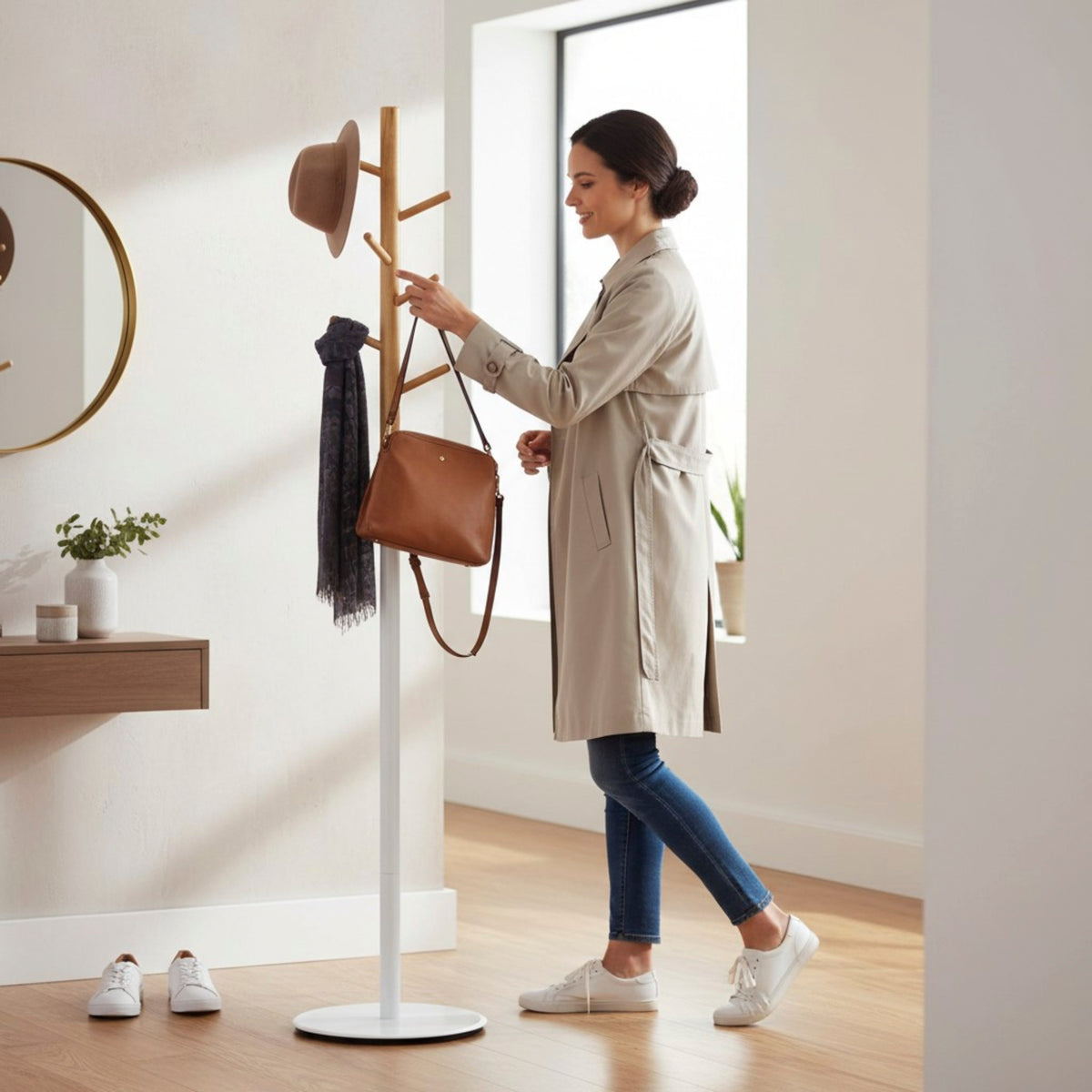 HAKU Möbel Garderobenständer aus Massivholz in Braun 30 x 173 cm