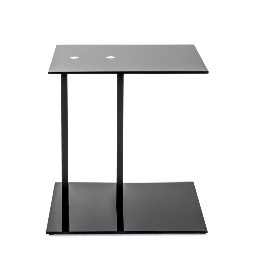 HAKU Möbel Beistelltisch aus Metall mit Glas in Schwarz 45 x 35 x 50 cm