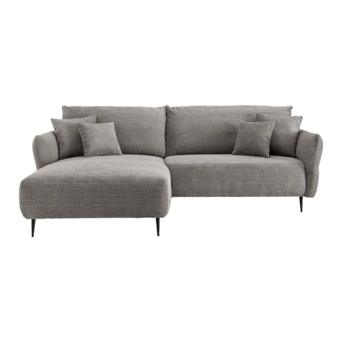 Benformato Polstergruppe Vanilla graubraun - modernes Ecksofa mit Chaiselongue und Metallfüßen