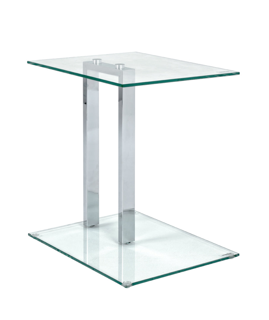 HAKU Möbel Beistelltisch aus Metall mit Glas in Silber 45 x 35 x 50 cm