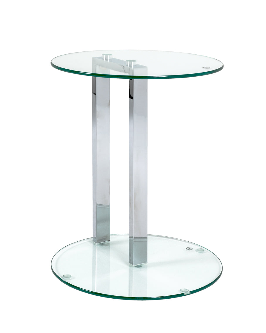 HAKU Möbel Beistelltisch aus Metall mit Glas in Silber 40 x 50 cm