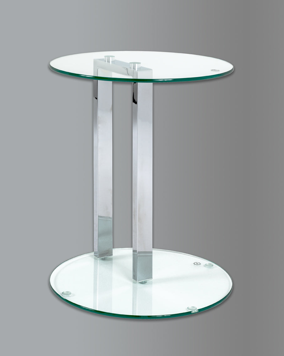 HAKU Möbel Beistelltisch aus Metall mit Glas in Silber 40 x 50 cm