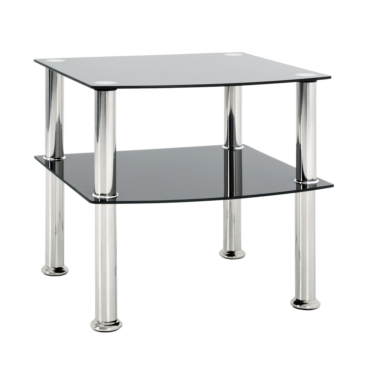 HAKU Möbel Beistelltisch aus Edelstahl mit Glas in Silber 45 x 45 x 44 cm