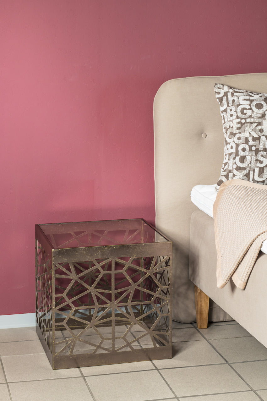 HAKU Möbel Beistelltisch aus Metall mit Glas in Kupfer 50 x 50 x 50 cm