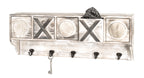 HAKU Möbel Wandgarderobe aus Massivholz Motiv Baumscheibe und Schriftzug in Grau