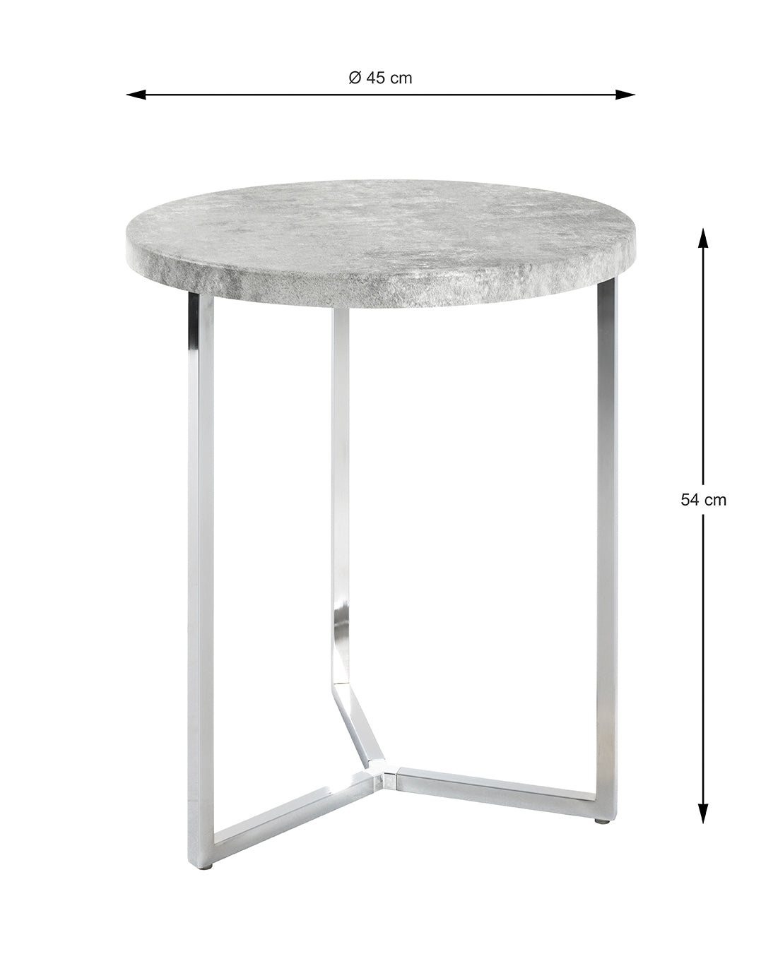 HAKU Möbel Beistelltisch aus Metall Y-Gestell in Silber 45 x 54 cm