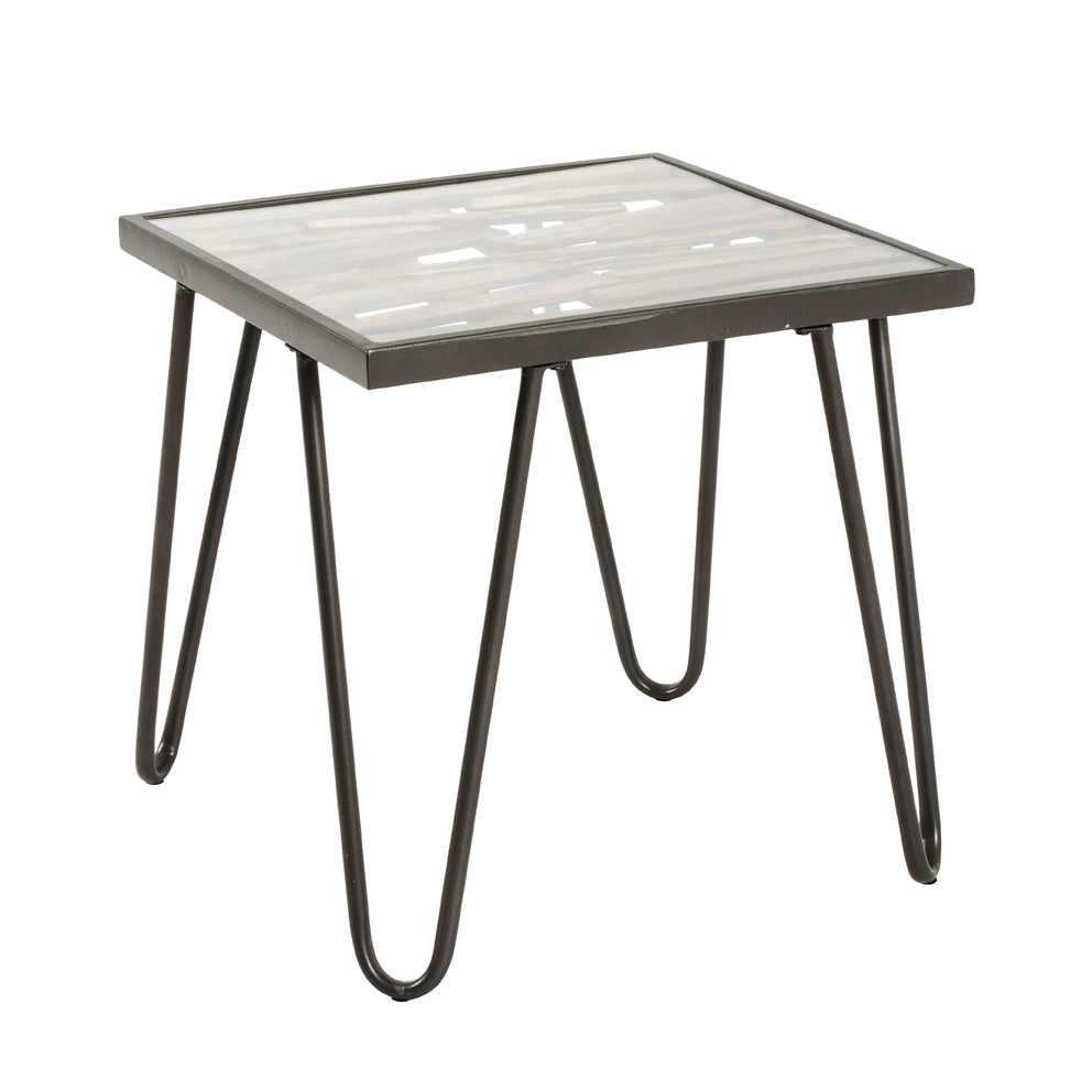 HAKU Möbel Beistelltisch aus Metall mit Glas in Anthrazit 50 x 50 x 50 cm