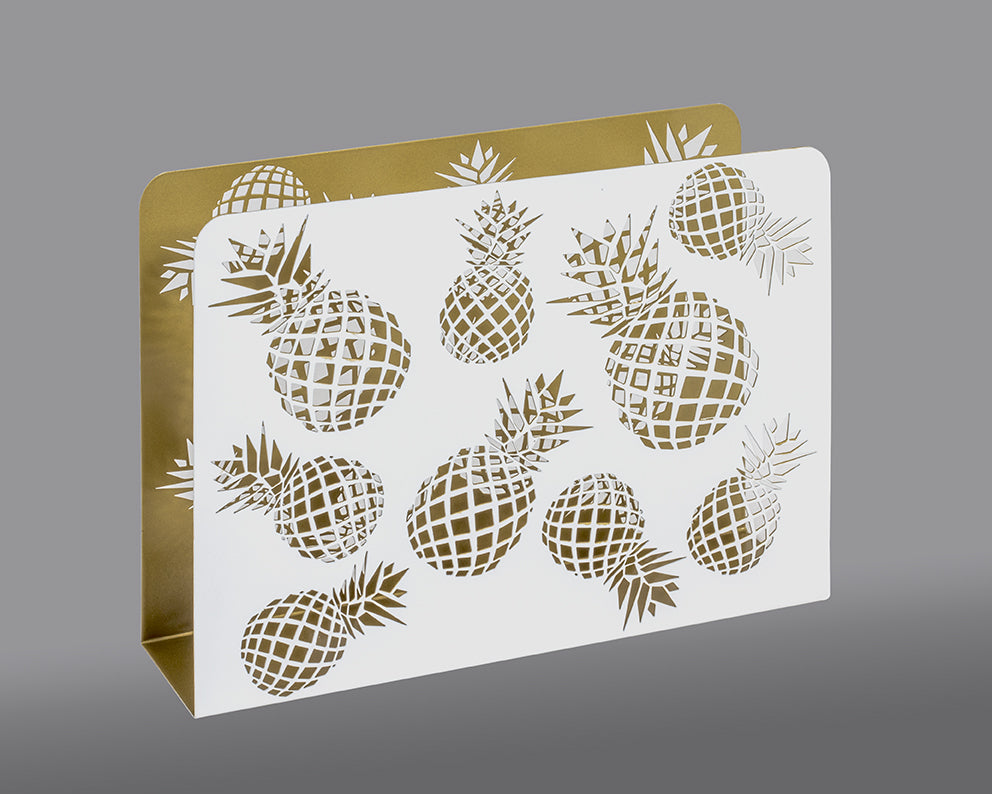 HAKU Möbel Zeitungsständer aus Metall Motiv Ananas in Weiss