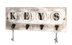 HAKU Möbel Schlüsselboard aus Massivholz Motiv Baumscheibe und Schriftzug in Grau