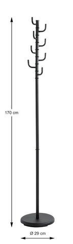 HAKU Möbel Garderobenständer aus Metall 29 x 170 cm in Schwarz