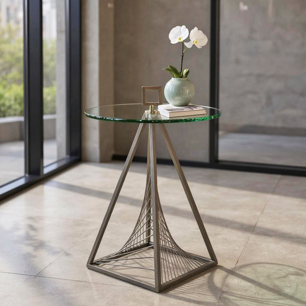 HAKU Möbel Beistelltisch aus Metall mit Glas in Grau