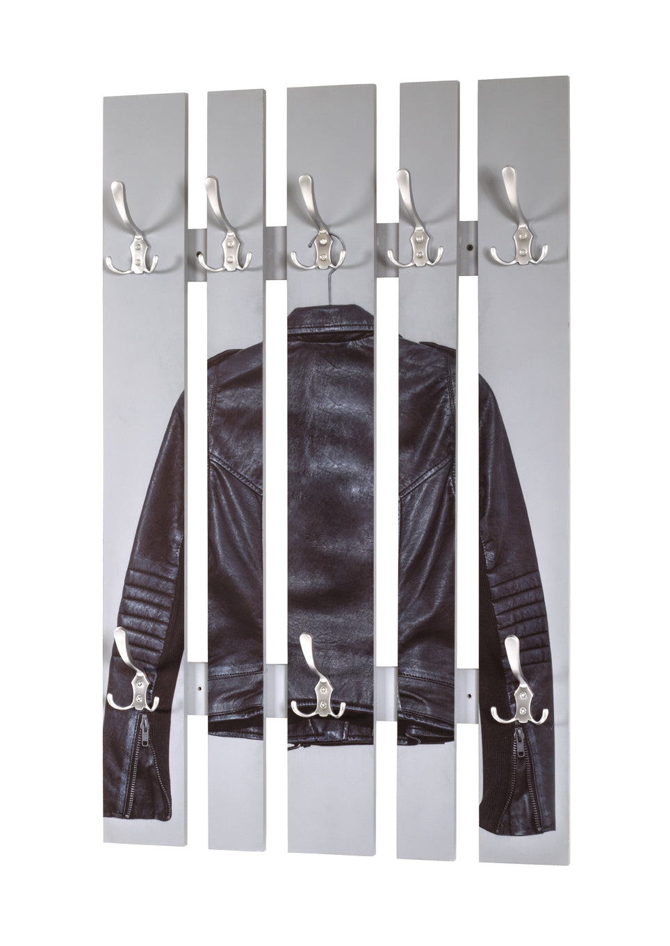 HAKU Möbel Wandgarderobe aus MDF Motiv Mode in Grau B 40-65 cm H 100 cm, 65 x 9 cm, H 100 cm