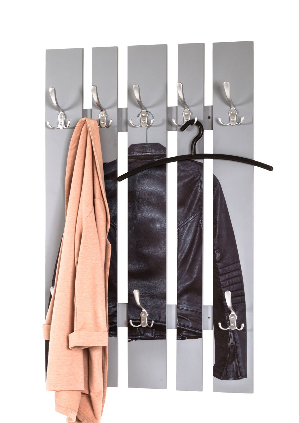 HAKU Möbel Wandgarderobe aus MDF Motiv Mode in Grau B 40-65 cm H 100 cm, 65 x 9 cm, H 100 cm