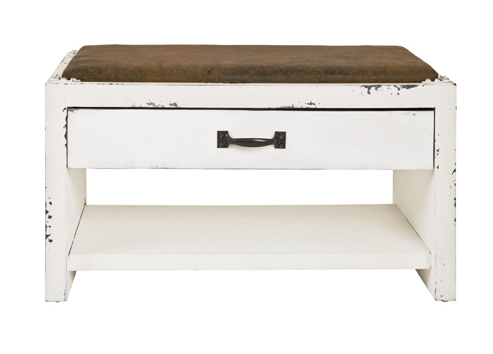 HAKU Möbel Schuhbank aus MDF gepolstert in Weiss 72 x 40 x 43 cm