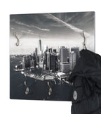 HAKU Möbel Wandgarderobe aus MDF Motiv Skyline in Braun