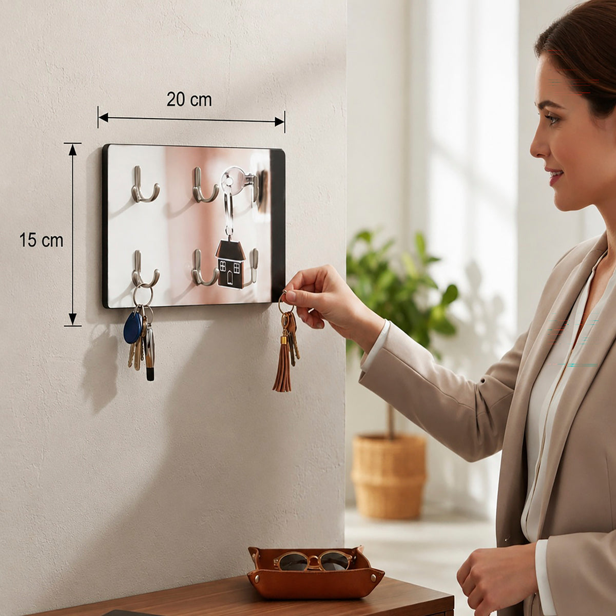 HAKU Möbel Schlüsselboard aus MDF Motiv Schlüsselbund in Grau