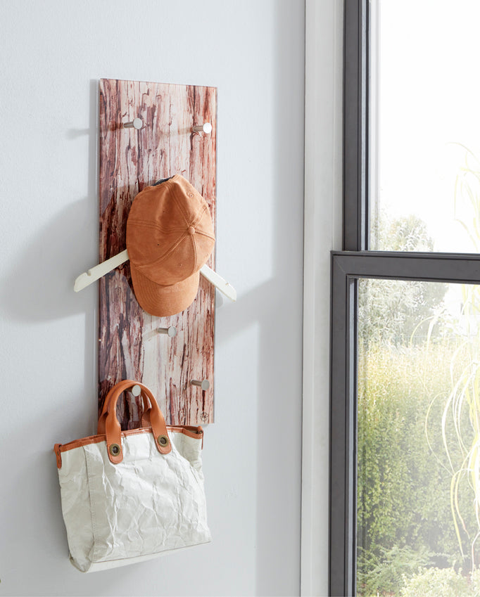 HAKU Möbel Wandgarderobe aus Glas Motiv Baumscheibe in Braun