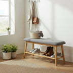 HAKU Möbel Schuhbank aus Textil mit Bambus in Grau B 60-100 cm H 44 cm, 100 x 30 cm, H 44 cm