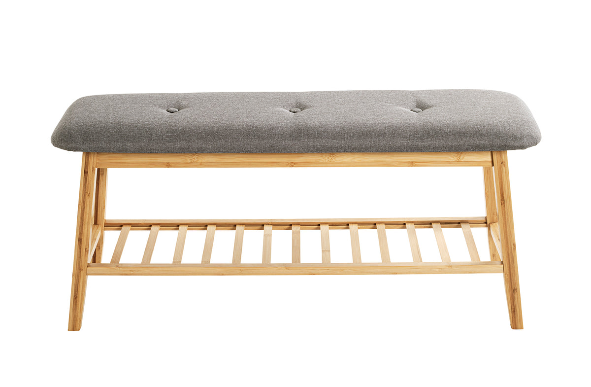 HAKU Möbel Schuhbank aus Textil mit Bambus in Grau B 60-100 cm H 44 cm, 100 x 30 cm, H 44 cm